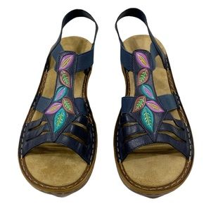 NWOT Rieker Navy Blue Leather Sandals 40, 8.5